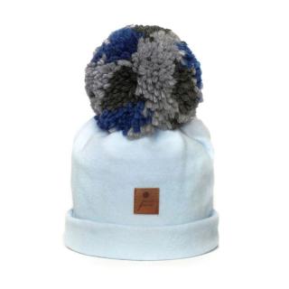Hi Little One czapka zimowa niemowlęca ALPACA BOHO Blue M Pom Pom Mimisia.pl