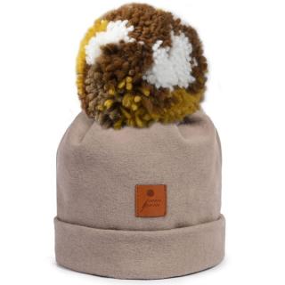 Hi Little One czapka zimowa niemowlęca ALPACA BOHO Cafe Latte/Brown M Pom Pom Mimisia.pl