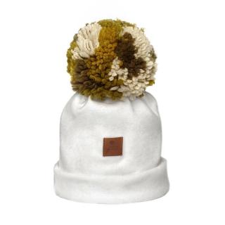 Hi Little One czapka zimowa niemowlęca ALPACA BOHO White M Pom Pom Mimisia.pl