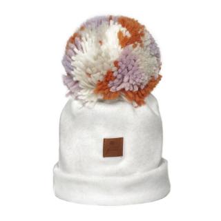 Hi Little One czapka zimowa niemowlęca ALPACA BOHO White/Rust M Pom Pom Mimisia.pl