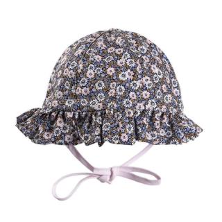Hi Little One kapelusz przeciwsłoneczny dla dziewczynki BOHO FLO Blue roz L Pom Pom Mimisia.pl