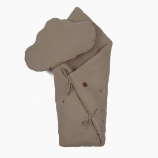 Hi Little One kołderka rożek z podusią z oddychającej organicznej BIO bawełny Dark Oak Mimisia.pl