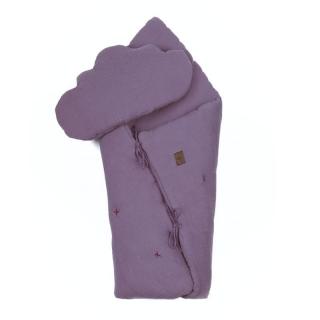 Hi Little One kołderka rożek z podusią z oddychającej organicznej BIO bawełny Lavender Mimisia.pl