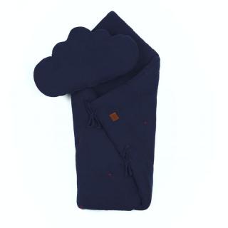 Hi Little One kołderka rożek z podusią z oddychającej organicznej BIO bawełny Navy Mimisia.pl