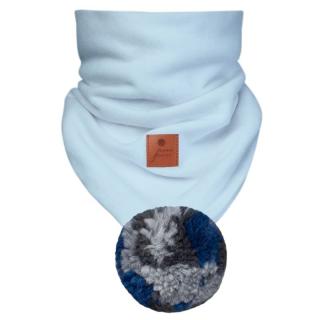 Hi Little One komin bandana zimowa dla niemowlaka ALPACA BOHO Blue M Pom Pom Mimisia.pl