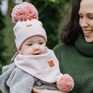 Hi Little One komin bandana zimowa dla niemowlaka ALPACA BOHO Blush M Pom Pom Mimisia.pl