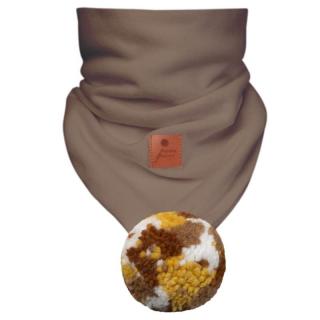 Hi Little One komin bandana zimowa dla niemowlaka ALPACA BOHO Cafe Latte/Brown M Pom Pom Mimisia.pl