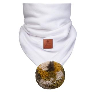 Hi Little One komin bandana zimowa dla niemowlaka ALPACA BOHO White M Pom Pom Mimisia.pl