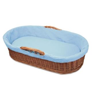 Hi Little One kosz Mojżesza wiklinowy niski leżaczek z materacykiem 2in1 Blue Mimisia.pl