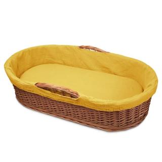 Hi Little One kosz Mojżesza wiklinowy niski leżaczek z materacykiem 2in1 Mustard Mimisia.pl