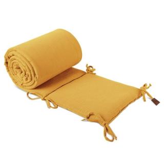 Hi Little One ochraniacz do łóżeczka i kosza oddychający BIO muślin Mustard Mimisia.pl
