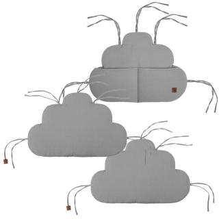 Hi Little One ochraniacze panelowe do łóżeczka z organizerem z oddychającej BIO bawełny CLOUD Grey Mimisia.pl