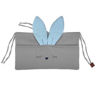 Hi Little One organizer przybornik do łóżeczka SLEEPY BUNNY Grey/Baby Blue Mimisia.pl