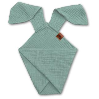 Hi Little One pieluszka doudou z zapachem mamy BIO bawełna BUNNY Forest Green Mimisia.pl