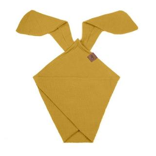 Hi Little One pieluszka doudou z zapachem mamy BIO bawełna BUNNY Mustard Mimisia.pl