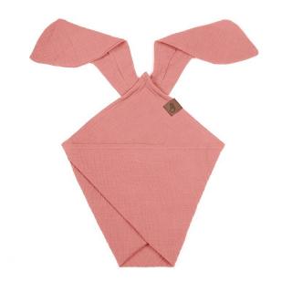 Hi Little One pieluszka doudou z zapachem mamy BIO bawełna BUNNY Salmon Mimisia.pl