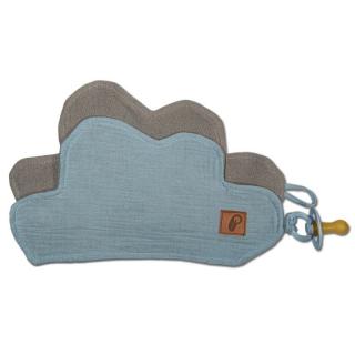 Hi Little One przytulanka doudou z zapachem mamy z zawieszką na smoczek BIO bawełna CLOUD Baby Blue Mimisia.pl