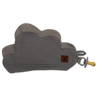 Hi Little One przytulanka doudou z zapachem mamy z zawieszką na smoczek BIO bawełna CLOUD Grey Mimisia.pl