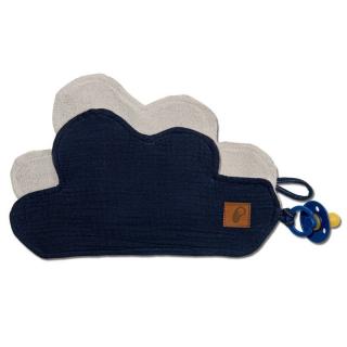 Hi Little One przytulanka doudou z zapachem mamy z zawieszką na smoczek BIO bawełna CLOUD Navy Mimisia.pl