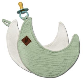 Hi Little One przytulanka doudou z zapachem mamy z zawieszką na smoczek BIO bawełna MOON Mint Mimisia.pl