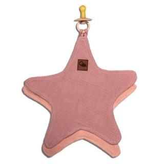 Hi Little One przytulanka doudou z zapachem mamy z zawieszką na smoczek BIO bawełna STAR Blush Mimisia.pl