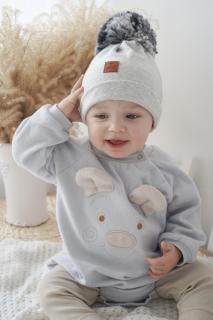 Hi Little One rampers dziecięcy MIŚ OverSize BOHO Grey roz L Pom Pom Mimisia.pl