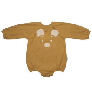Hi Little One rampers dziecięcy MIŚ OverSize BOHO Mustard roz L Pom Pom Mimisia.pl