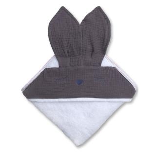 Hi Little One ręcznik okrycie kąpielowe z kapturem 100x100 cm SLEEPY BUNNY Iron Mimisia.pl