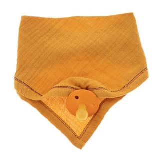 Hi Little One śliniak bandana z zawieszką na smoczek BIO bawełna Apricot Mimisia.pl