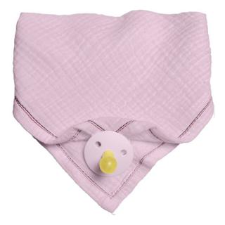 Hi Little One śliniak bandana z zawieszką na smoczek BIO bawełna Baby Pink Dark Mimisia.pl