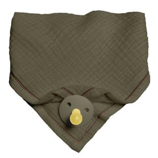Hi Little One śliniak bandana z zawieszką na smoczek BIO bawełna Green Hunter Mimisia.pl