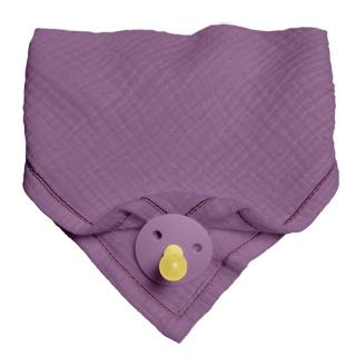 Hi Little One śliniak bandana z zawieszką na smoczek BIO bawełna Lavender Mimisia.pl