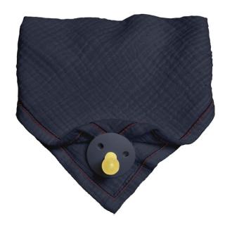 Hi Little One śliniak bandana z zawieszką na smoczek BIO bawełna Navy Mimisia.pl