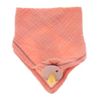 Hi Little One śliniak bandana z zawieszką na smoczek BIO bawełna Salmon Mimisia.pl
