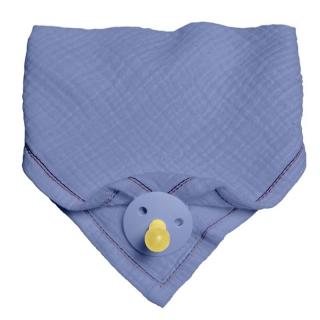 Hi Little One śliniak bandana z zawieszką na smoczek BIO bawełna Sky Blue Mimisia.pl
