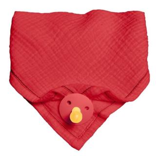 Hi Little One śliniak bandana z zawieszką na smoczek BIO bawełna Strawberry Mimisia.pl