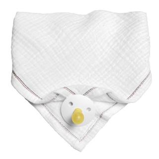 Hi Little One śliniak bandana z zawieszką na smoczek BIO bawełna White Mimisia.pl