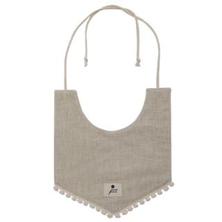 Hi Little One śliniak wiązany BOHO LEO Beige Pom Pom Mimisia.pl