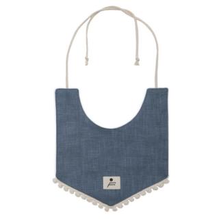 Hi Little One śliniak wiązany BOHO LEO Blue Pom Pom Mimisia.pl