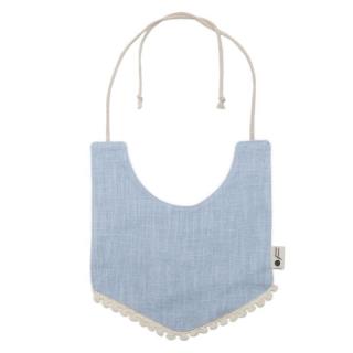 Hi Little One śliniak wiązany BOHO LEO Light Blue Pom Pom Mimisia.pl