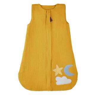 Hi Little One śpiworek do spania dla Noworodka TOG 1,0 BIO muślin DAY  NIGHT Mustard S Mimisia.pl