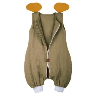 Hi Little One śpiworek do spania z nogawkami dla Niemowlaka TOG 1,0 BIO muślin ELEPHANT Green Hunter/Mustard roz S Mimisia.pl