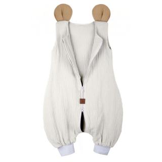 Hi Little One śpiworek do spania z nogawkami dla Niemowlaka TOG 1,0 BIO muślin MOUSE White/Beige roz S Mimisia.pl