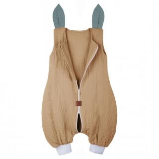 Hi Little One śpiworek do spania z nogawkami dla Niemowlaka TOG 1,0 BIO muślin SLEEPY BUNNY Beige/Tiffany roz S Mimisia.pl