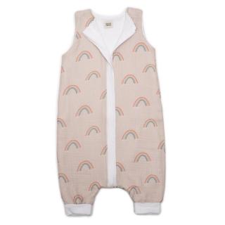 Hi Little One śpiworek do spania z nogawkami dwustronny TOG 1,0 organiczny BIO muślin RAINBOW/WHITE roz S muumee Mimisia.pl