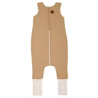 Hi Little One śpiworek dwustronny z nogawkami TOG 1,5 BIO muślin SLIM BAG BEIGE/WHITE roz M Mimisia.pl