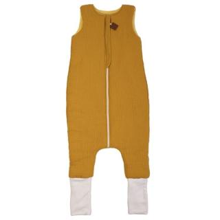 Hi Little One śpiworek dwustronny z nogawkami TOG 1,5 BIO muślin SLIM BAG MUSTARD/SUNSHINE roz M Mimisia.pl