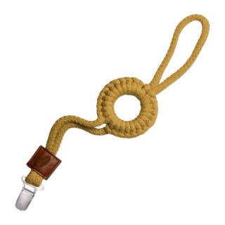 Hi Little One - sznurkowa zawieszka z kółkiem do smoczka Pacifier holder with RING Mustard Mimisia.pl