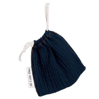 Hi Little One woreczek na smoczek BIO muślin Navy Mimisia.pl