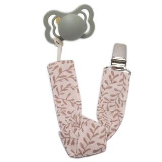 Hi Little One zawieszka do smoczka BOHO LEAF Rose Pom Pom Mimisia.pl